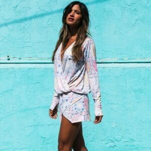 FOR LOVE & LEMONS Mosaic Ole Skirt, Tile Print- Size Large